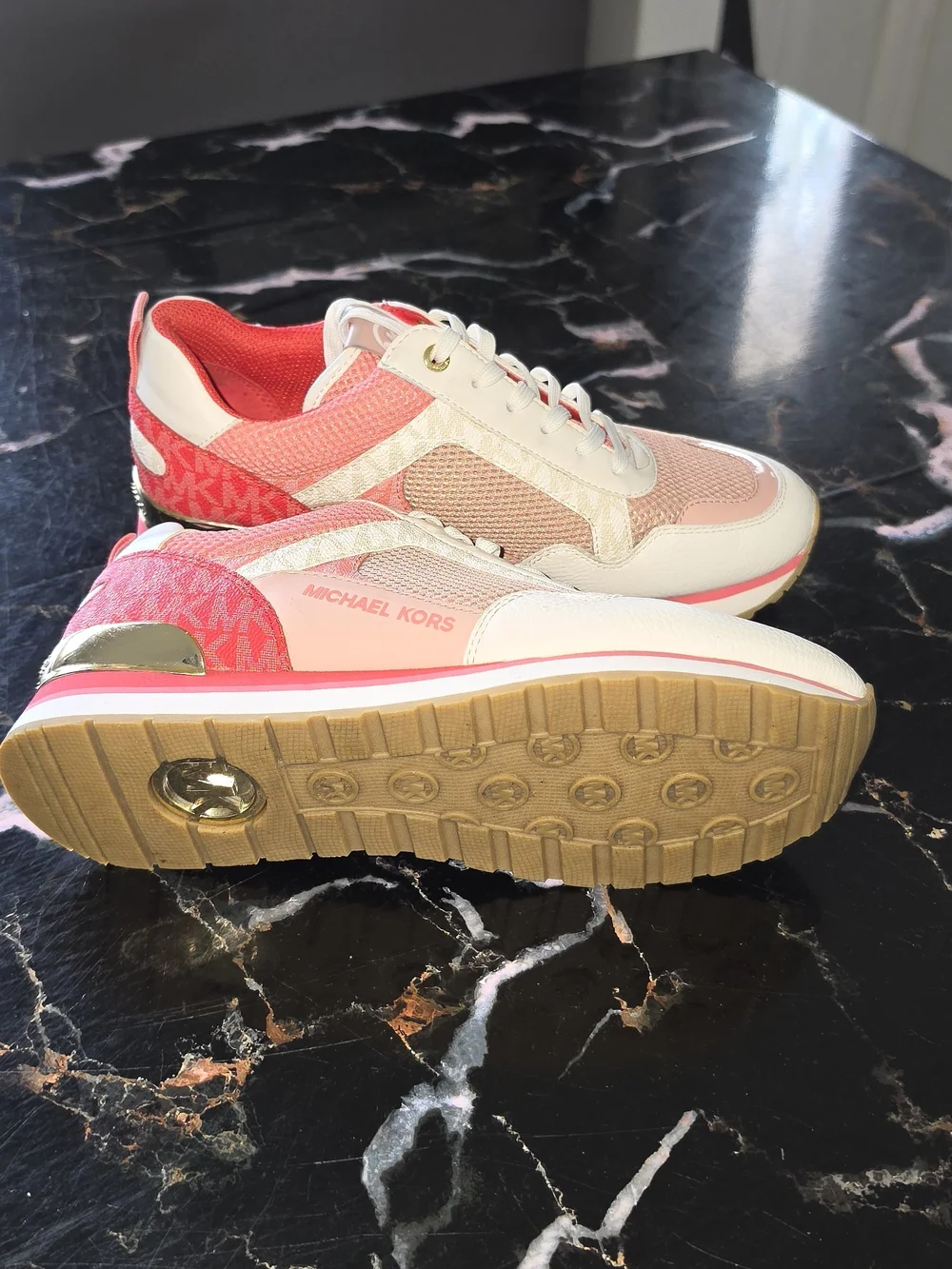 Michael Kors Pink & White Women’s Lace-Up Sneakers